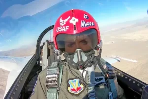 ‘Mace’ on a training flight over Nevada – Image c/o USAF Thunderbirds