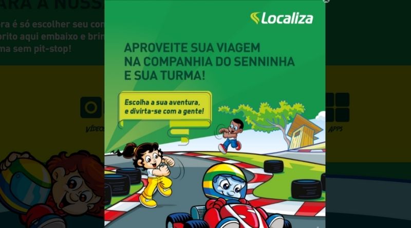 Localiza e Senninha fecham parceria focada em atividades para crianças. Imagem: Landing Page Localiza e Senninha