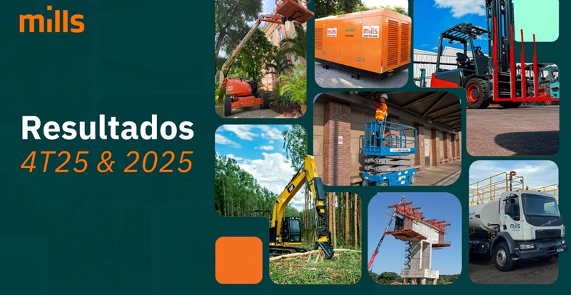 Mills encerra 2025 com avanço de receita e EBITDA ajustado superior a 51%. Receita líquida cresce 16,5% no ano; foram anunciados R$ 255 milhões em proventos, maior valor distribuído na história