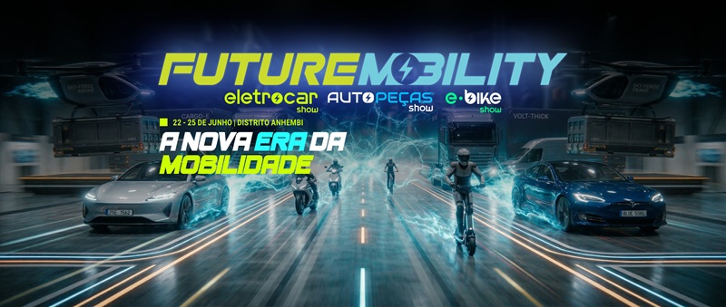 Future mobility 2026 terá área de testes no Anhembi, com circuito dedicado à eletromobilidade em um espaço de 100 mil m², voltado à experiência prática com veículos eletrificados.